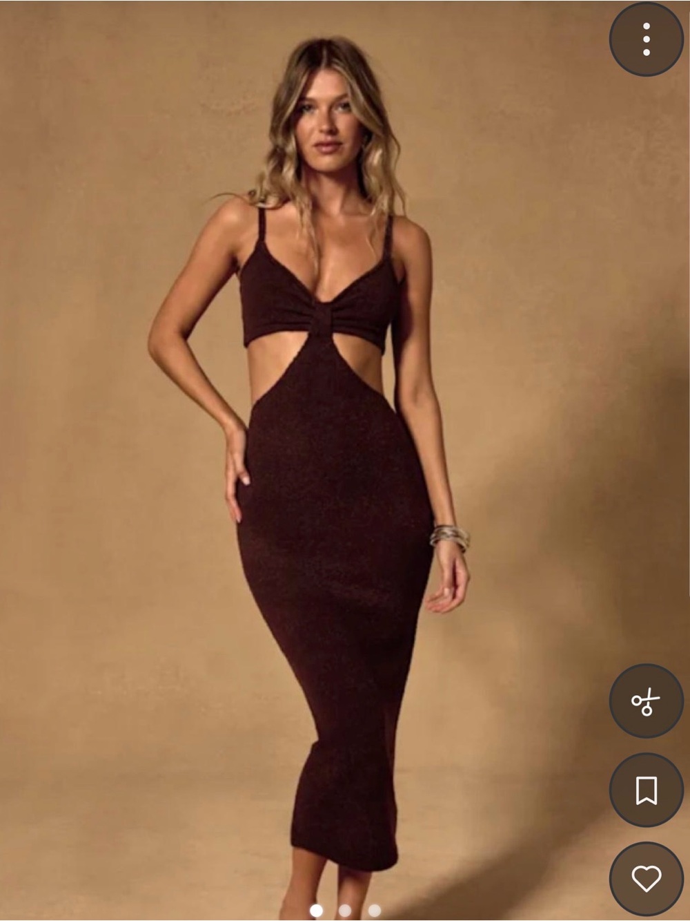 Lulu's Chocolate Brown Cutout Spaghetti-Strap Midi Dress